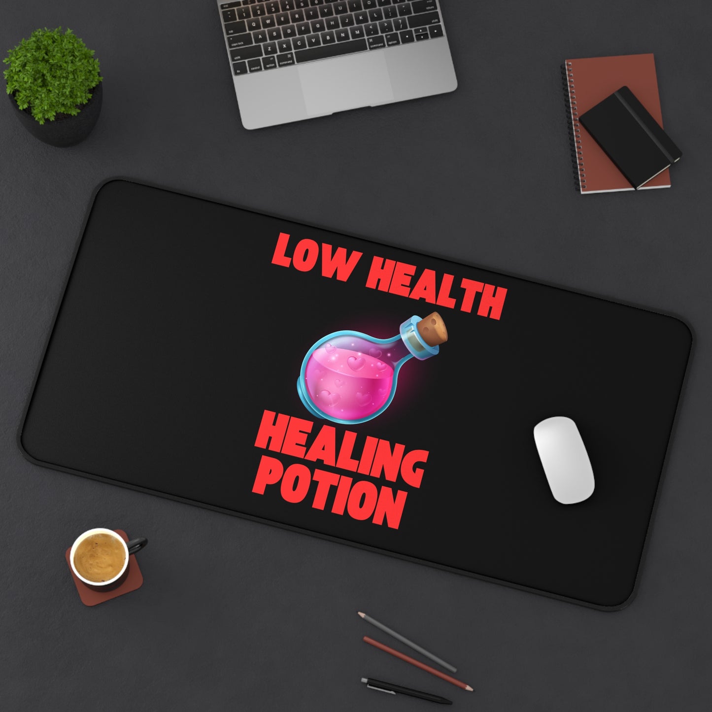 🩸 Low Health Healing Potion Gaming Desk Mat – Stay in the Game!