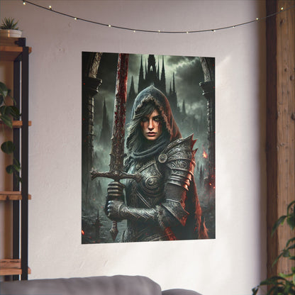 Warrior Vertical Poster - Gothic Fantasy Art for Home Decor - Arctic Threadworks