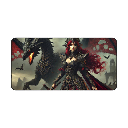 🐉 Fantasy Dragon & Warrior Desk Mat – Gaming Mouse Pad for Home & Office ⚔️