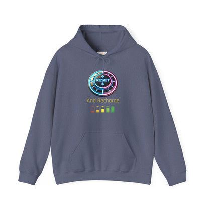 Reset and Recharge Graphic Hoodie for Relaxation - Arctic Threadworks