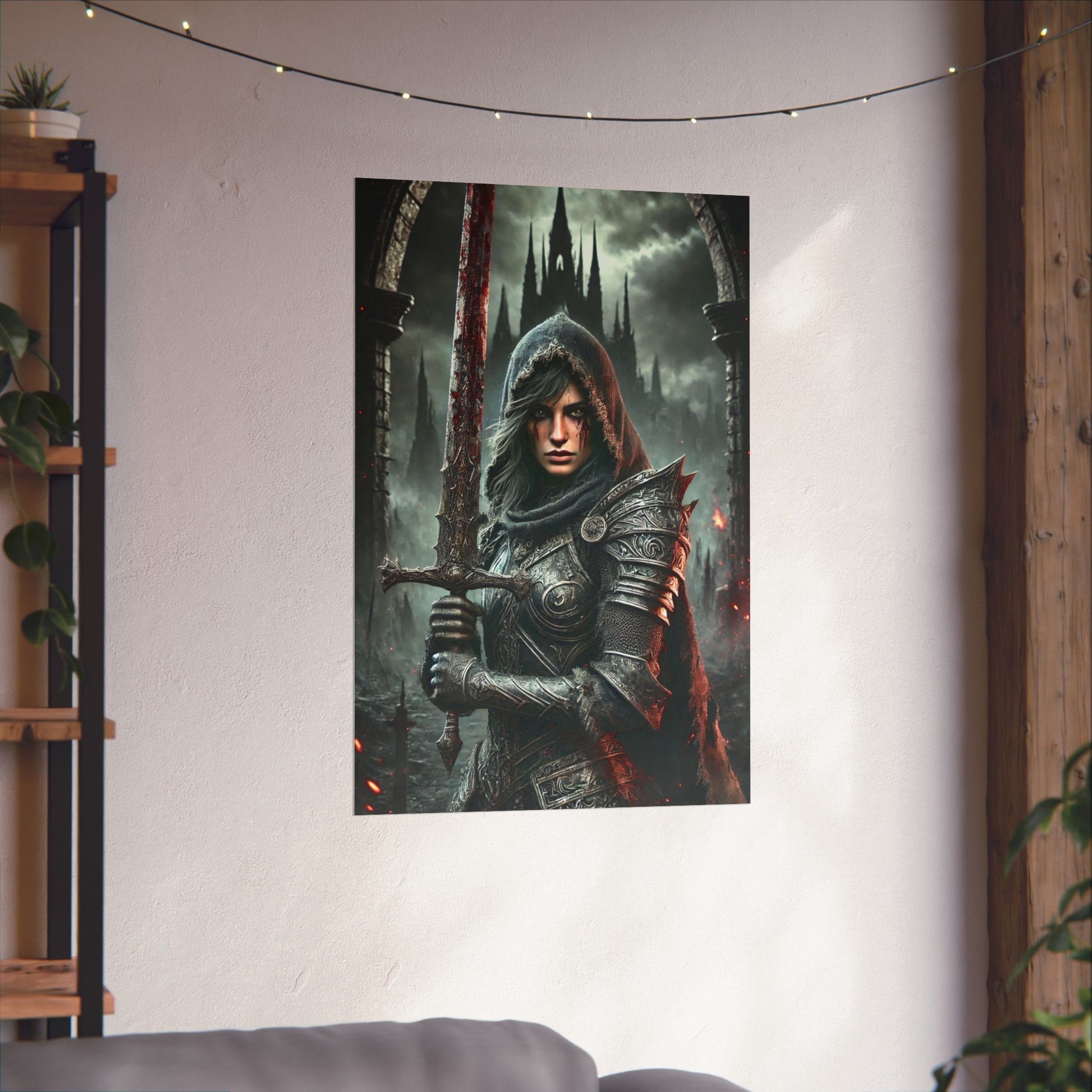 Warrior Vertical Poster - Gothic Fantasy Art for Home Decor - Arctic Threadworks