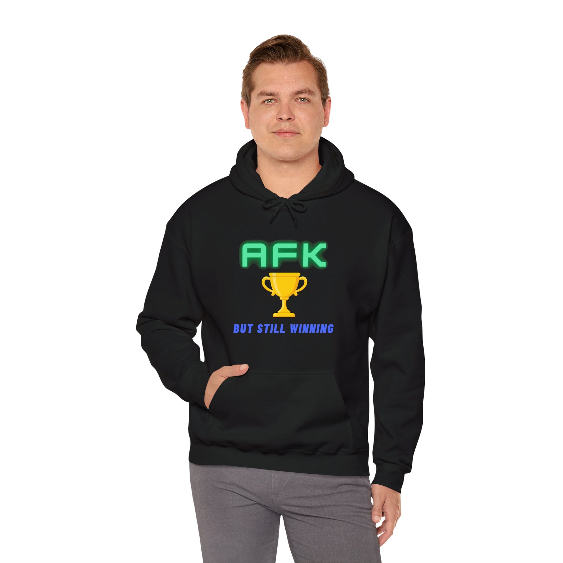 AFK But Still Winning Hoodie - Unisex Heavy Blend Sweatshirt for Gamers - Arctic Threadworks