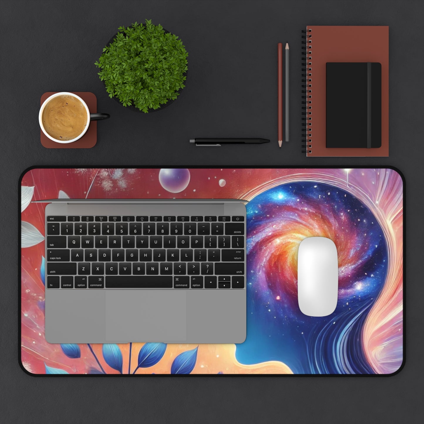 Cosmic Dream Desk Mat - Colorful Galaxy Design for Home Office