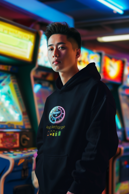 Reset and Recharge Graphic Hoodie for Relaxation - Arctic Threadworks