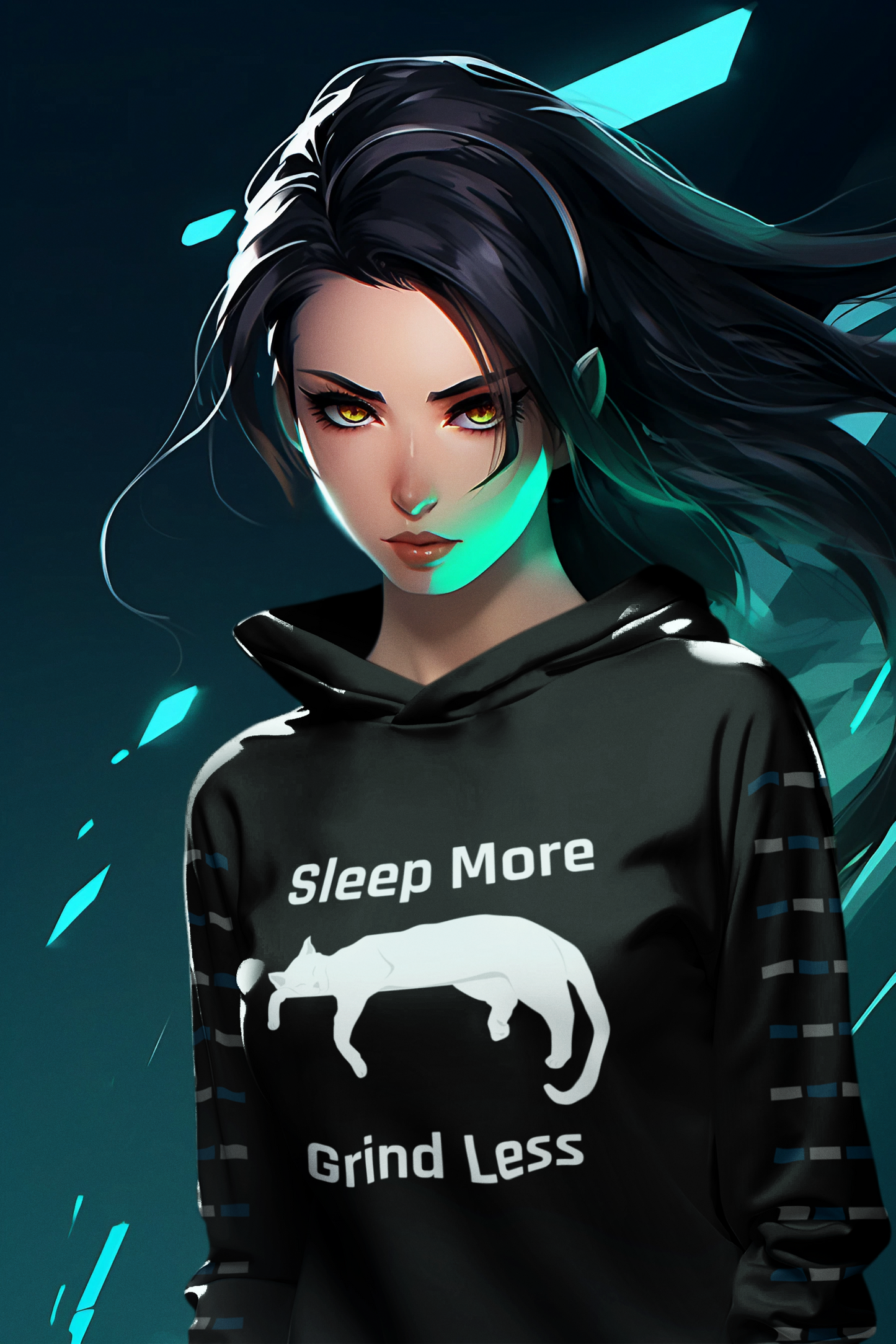 Sleep More Grind Less Hooded Sweatshirt - Cozy Unisex Hoodie for Cat Lovers - Arctic Threadworks