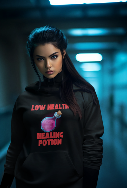 🧪 Low Health Healing Potion Hoodie – Stay Warm, Stay in the Game