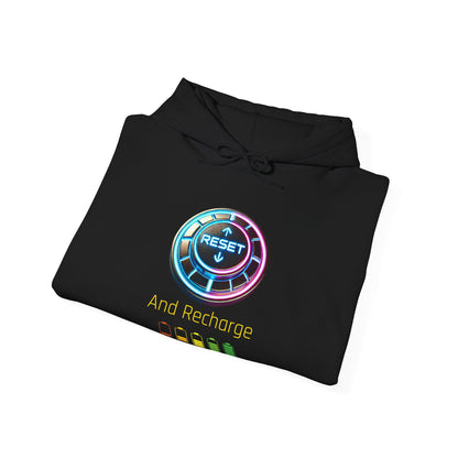 Reset and Recharge Graphic Hoodie for Relaxation - Arctic Threadworks