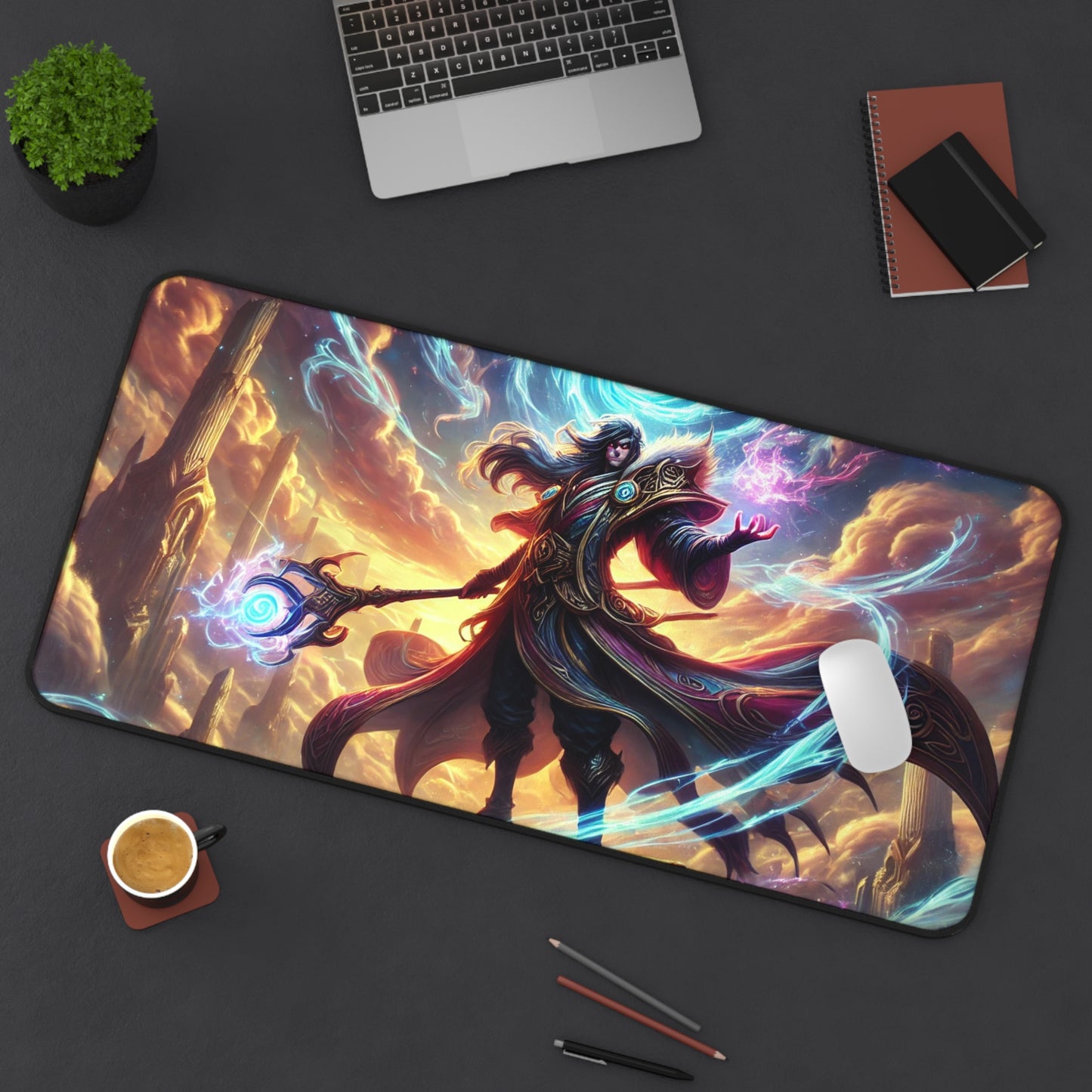 Mystical Mage Desk Mat – Enchanting Fantasy Artwork for Gamers & Creatives